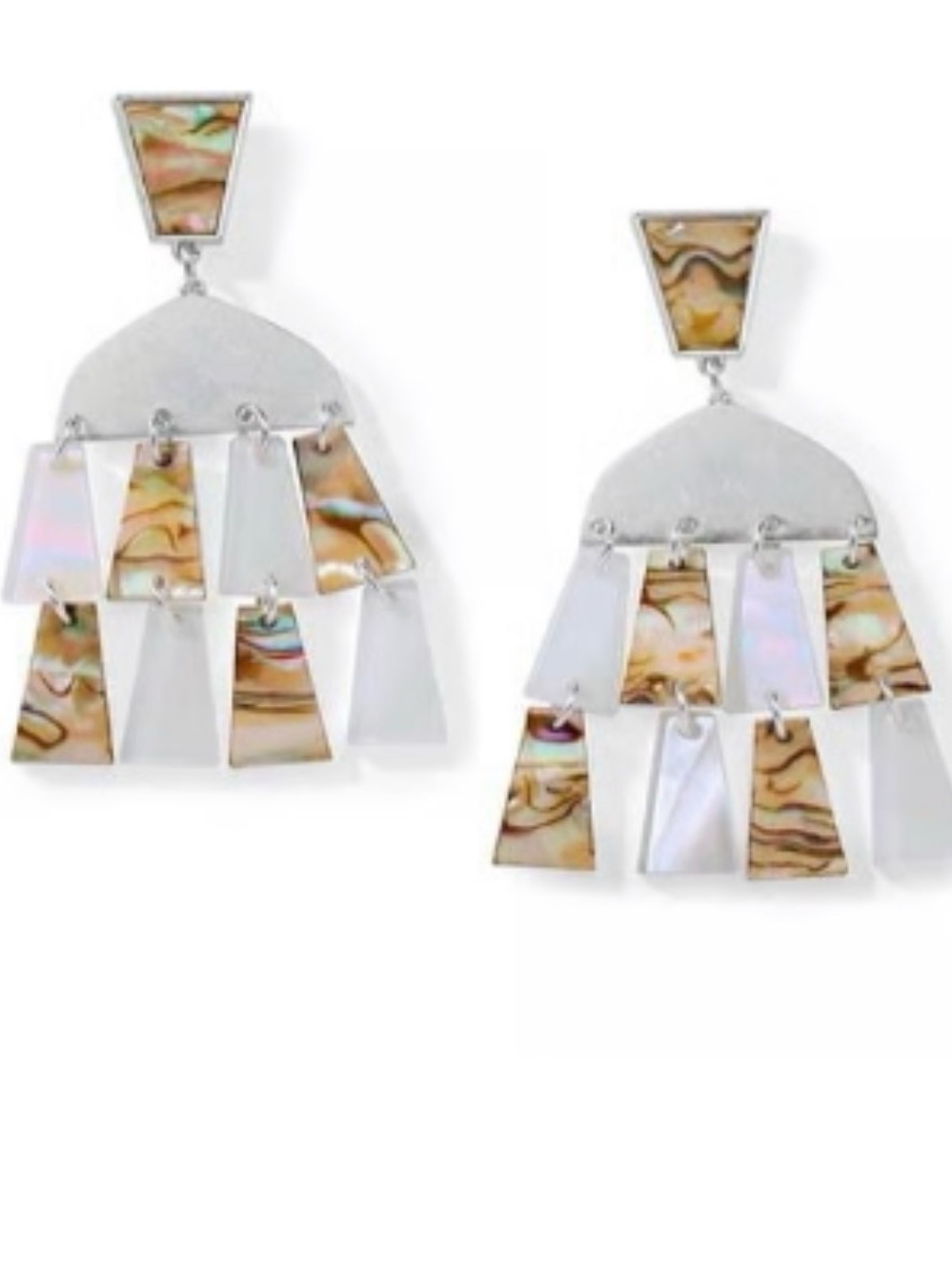 Park Lane Rio Abalone & Mother-of-Pearl Fringe Drop Earrings - Silver Tone - Picture 6 of 8
